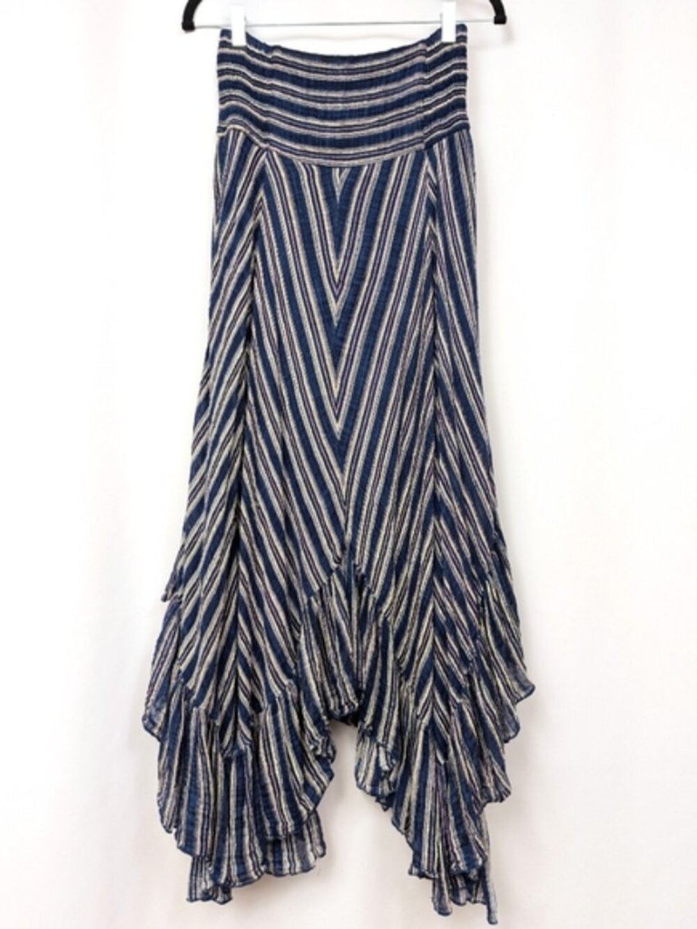 Free People Giselle Convertible Maxi Skirt Dress Navy Stripe Flowy Beachy Boho S - Picture 9 of 10